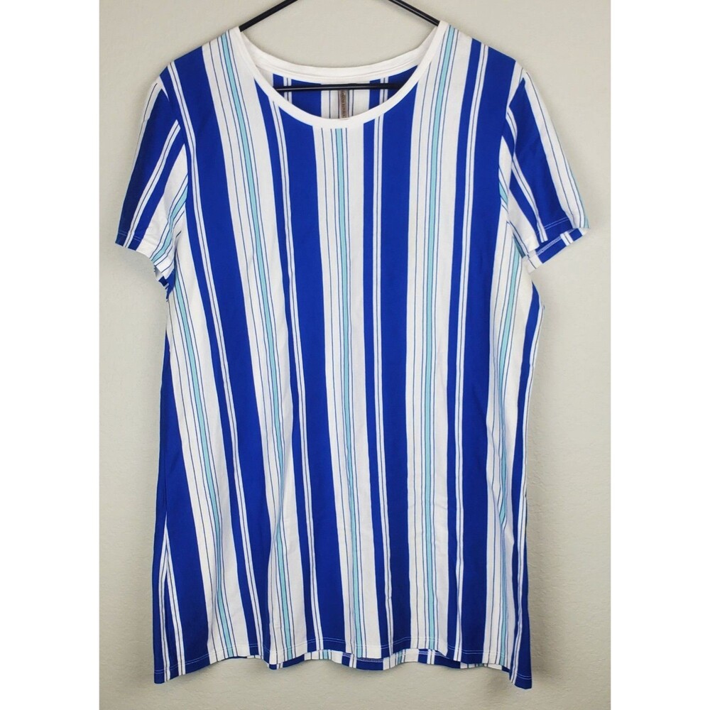 Banana Republic Womens XL Blue Striped Short Sleeve T-Shirt 100% Supima Cotton